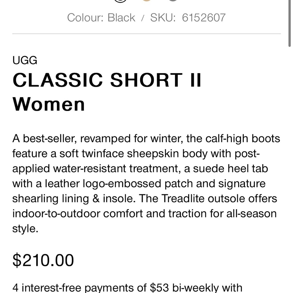 BRAND NEW Black Classic II Uggs size 8